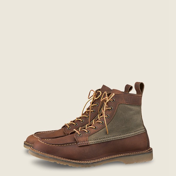 Red Wing Heritage Boots Mens Brown - Weekender Canvas Moc - 6-inchr Rough & Tough Leather - 2607851-